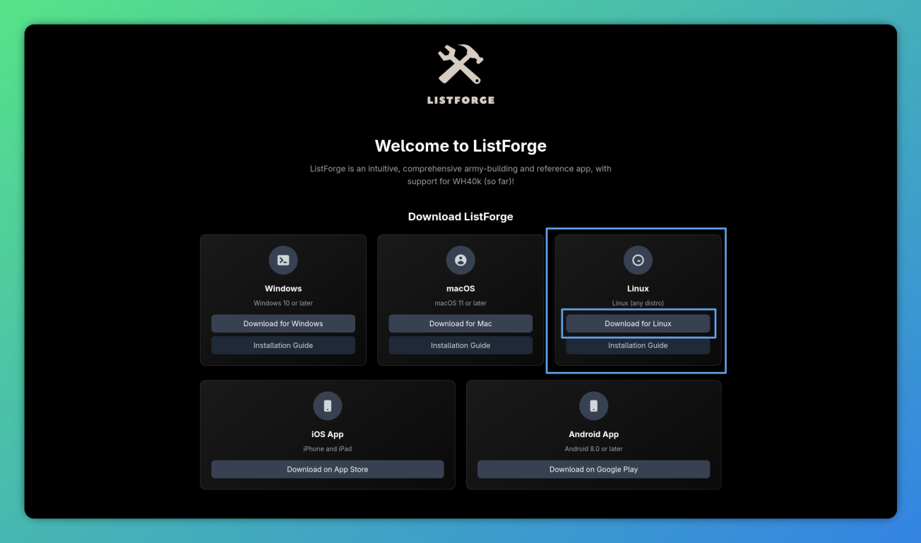 Download page screenshot
