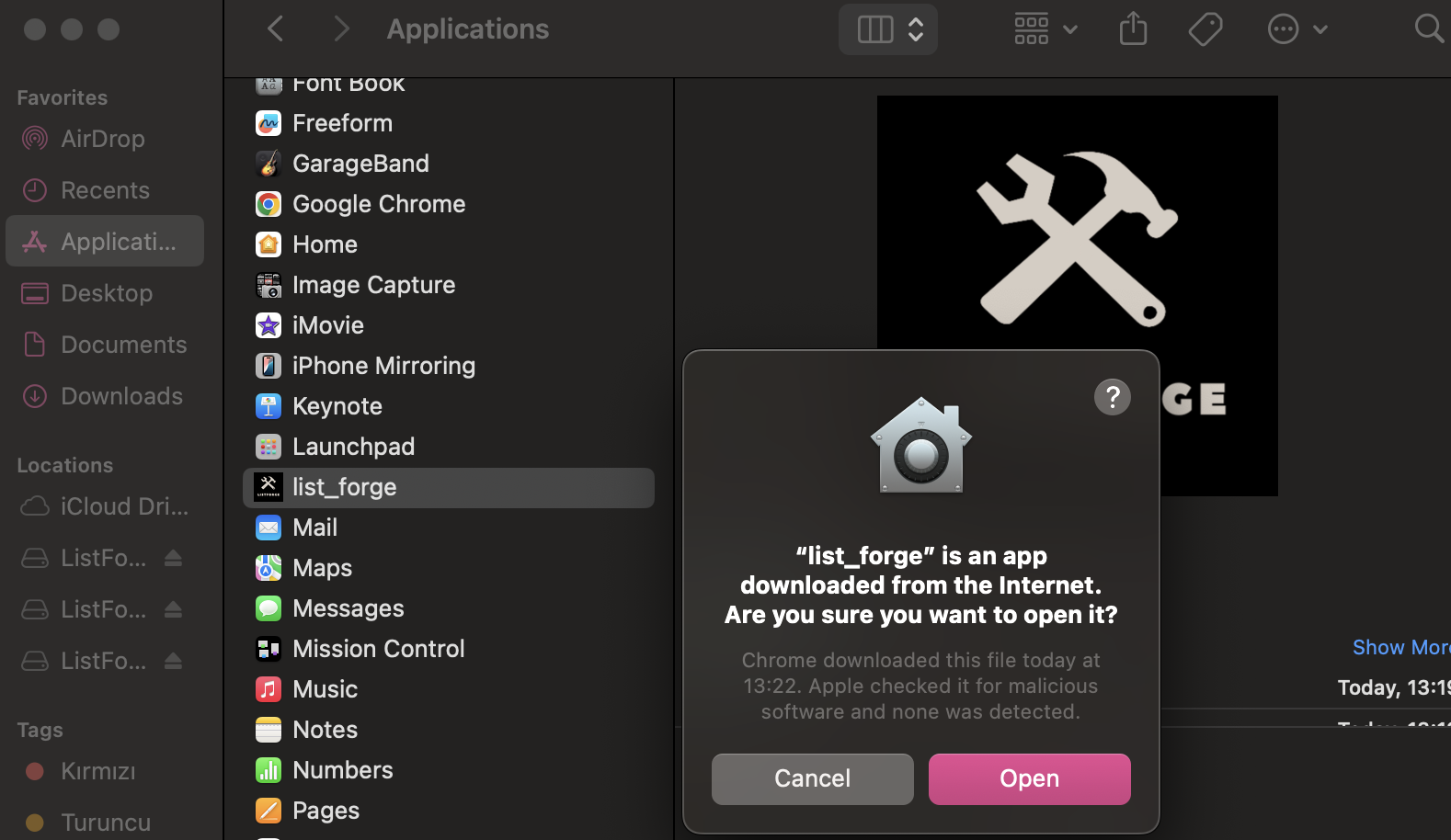 Opening ListForge