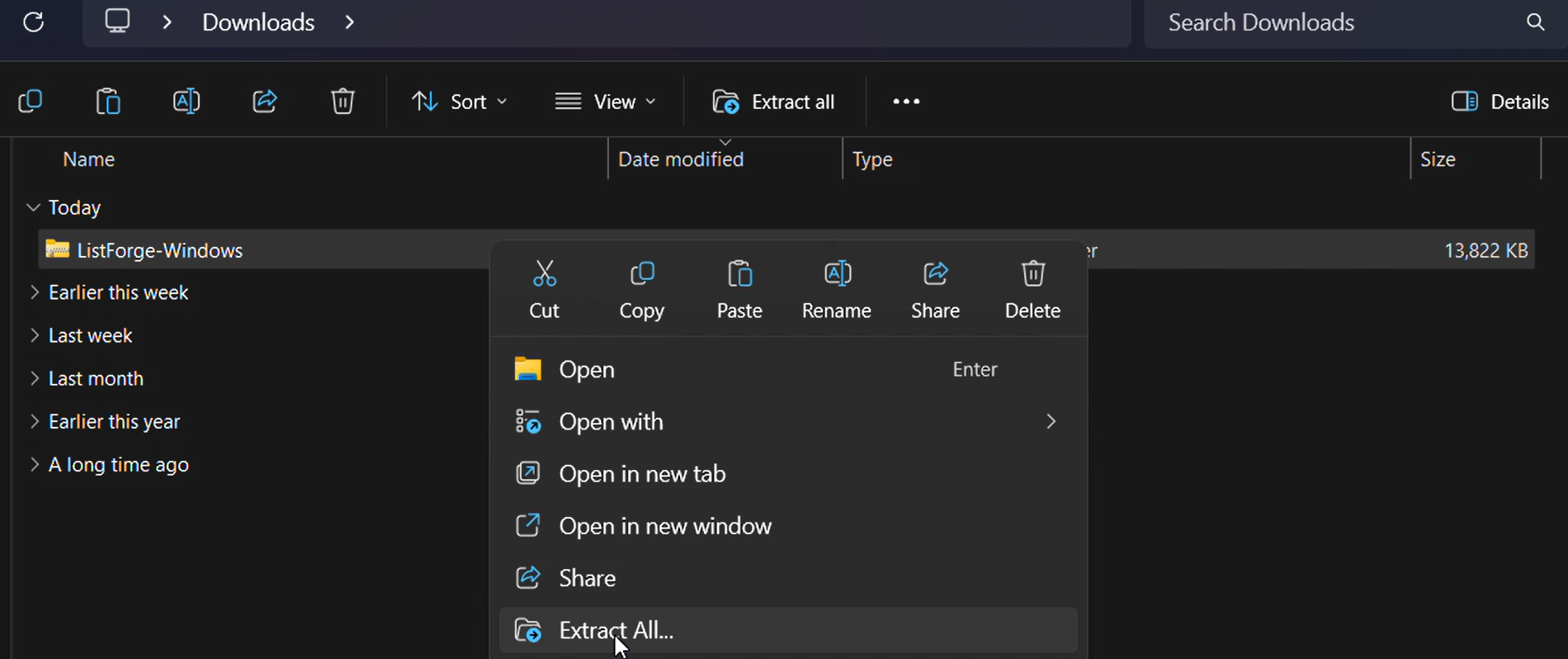 Extracting files