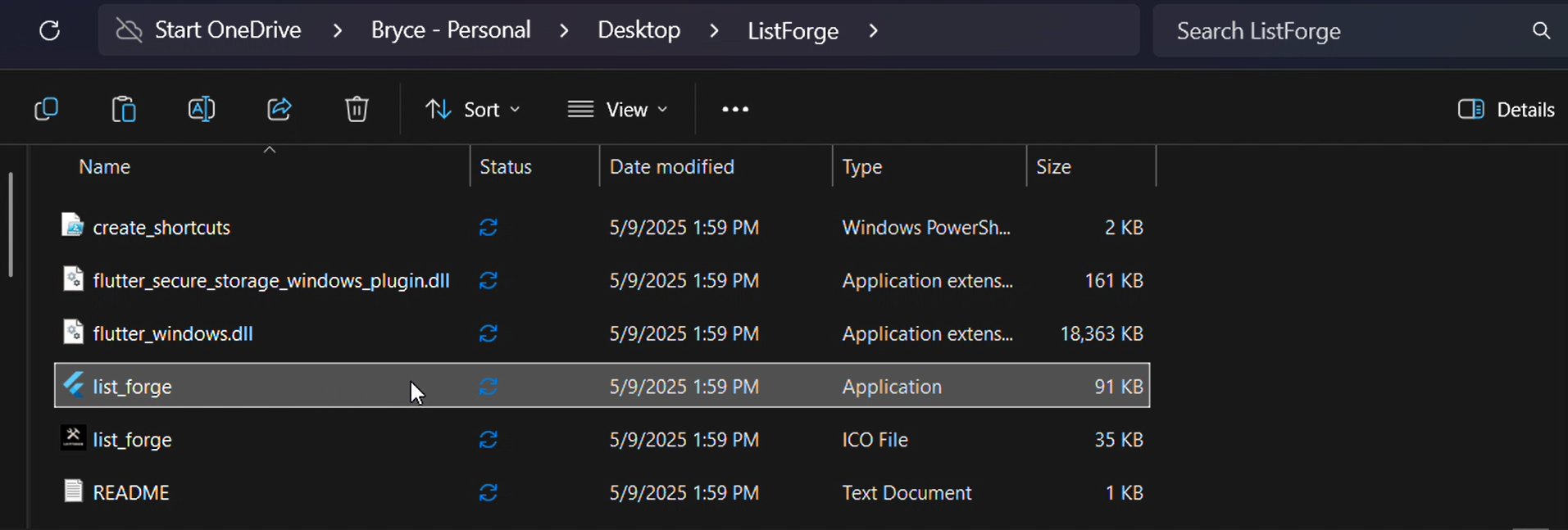 Running application