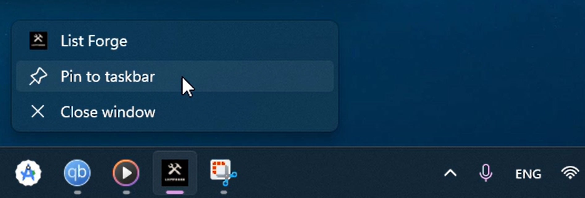Pin to taskbar